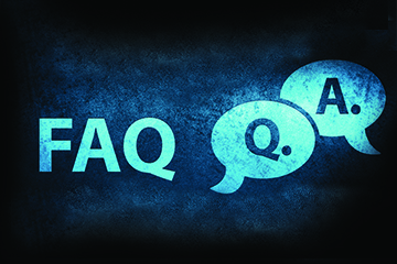 FAQ with text balloons Q and A