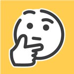 thinking emoji face vector on yellow background