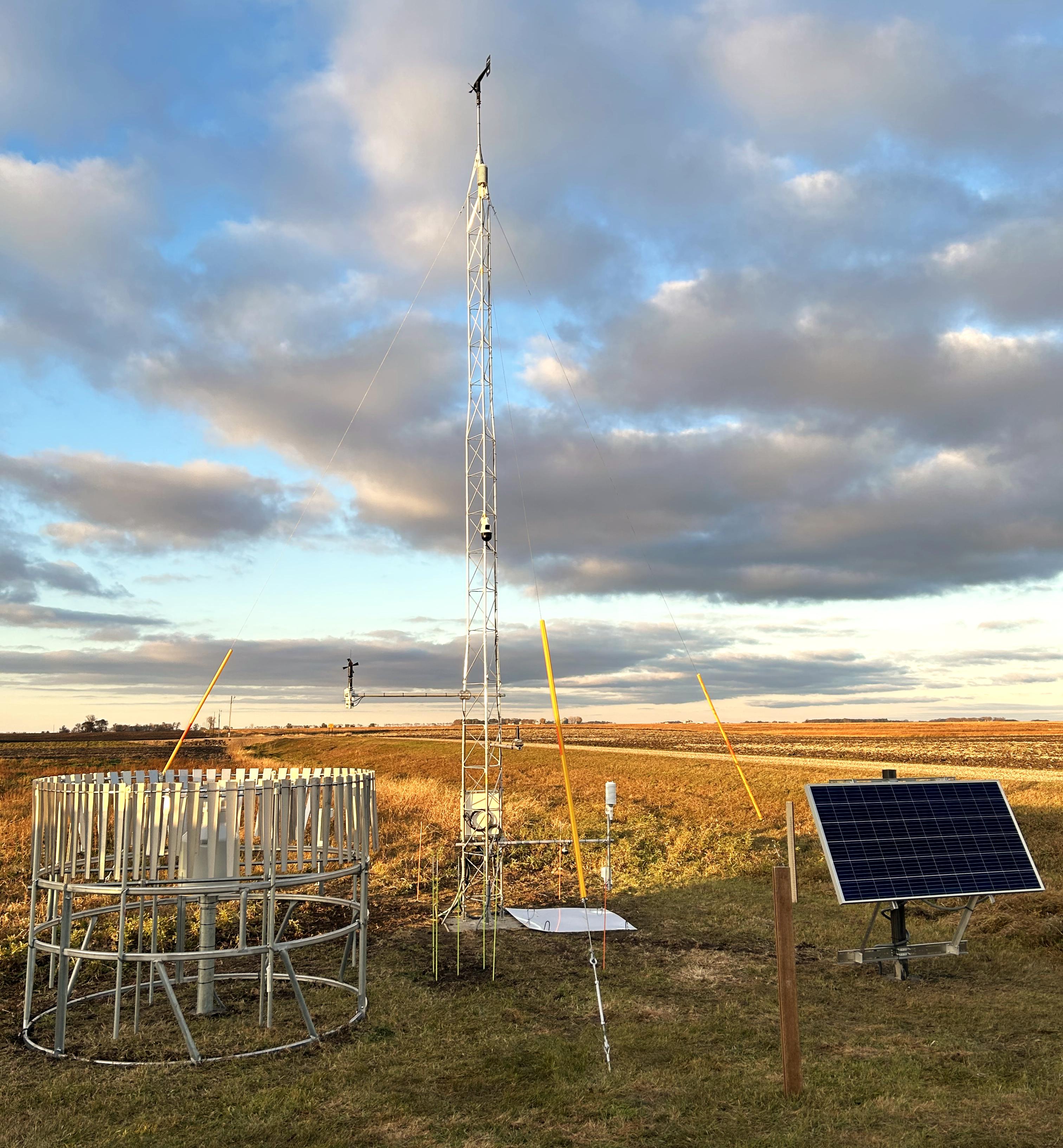 Weather station in a field.