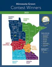 Map showing winners of the MN Grown Retailer of the Year 2021 contest.