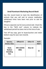 Small Ruminant Marketing Record Book page